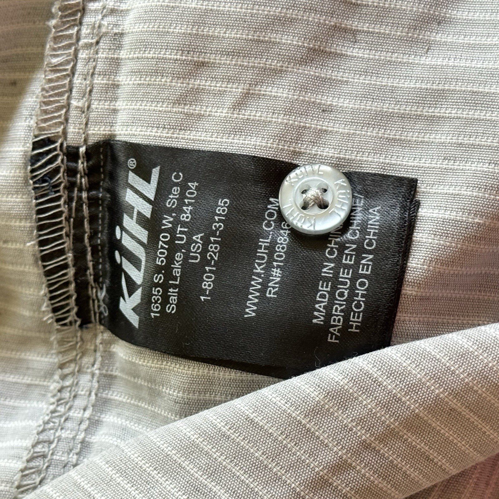 KUHL XXL Button Shirt Cloud Gray Hiking Riveara Pocket Mini Striped 7261 NWT