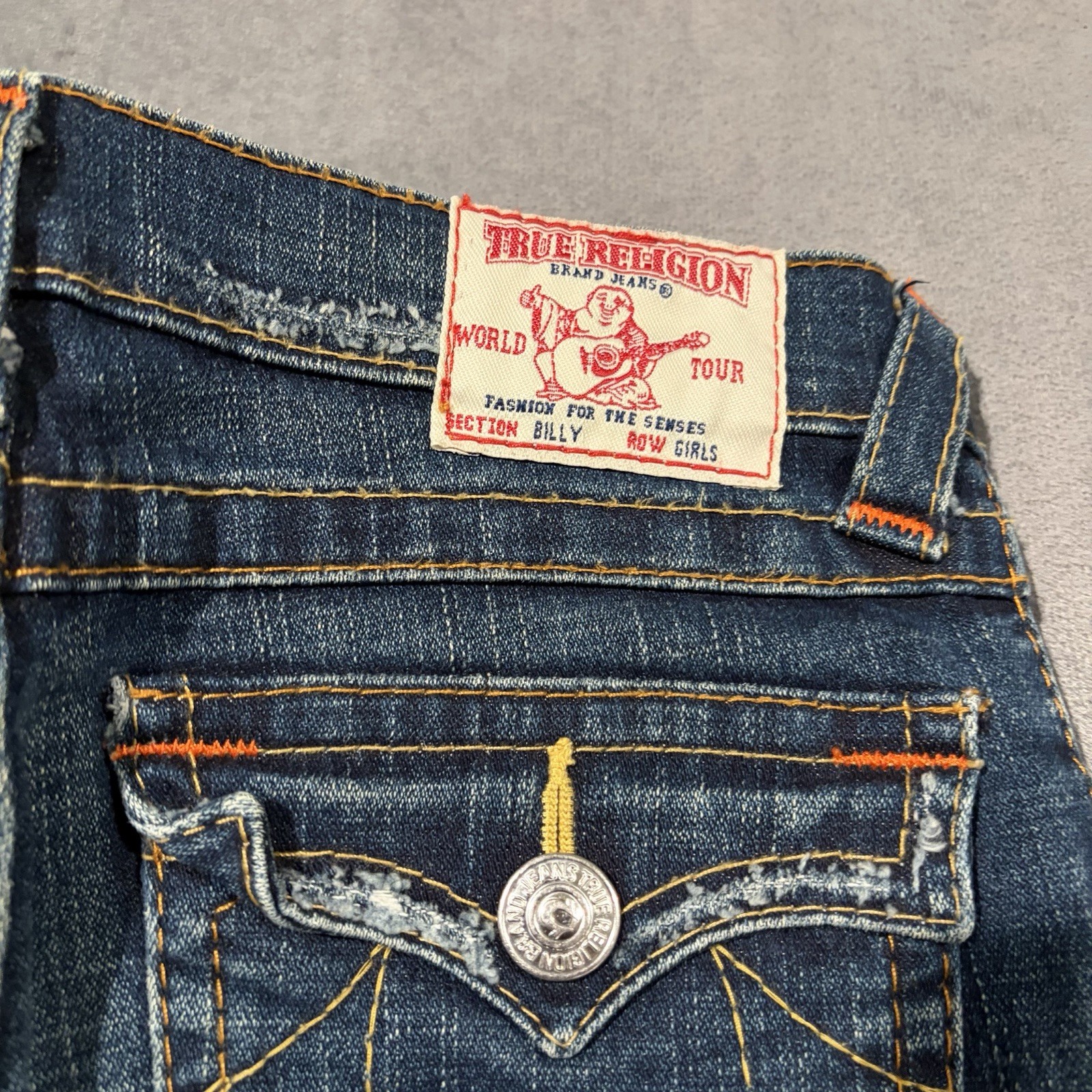 True Religion Jeans Girls 14 Billy Bootcut Flap Pocket Designer Denim Y2K