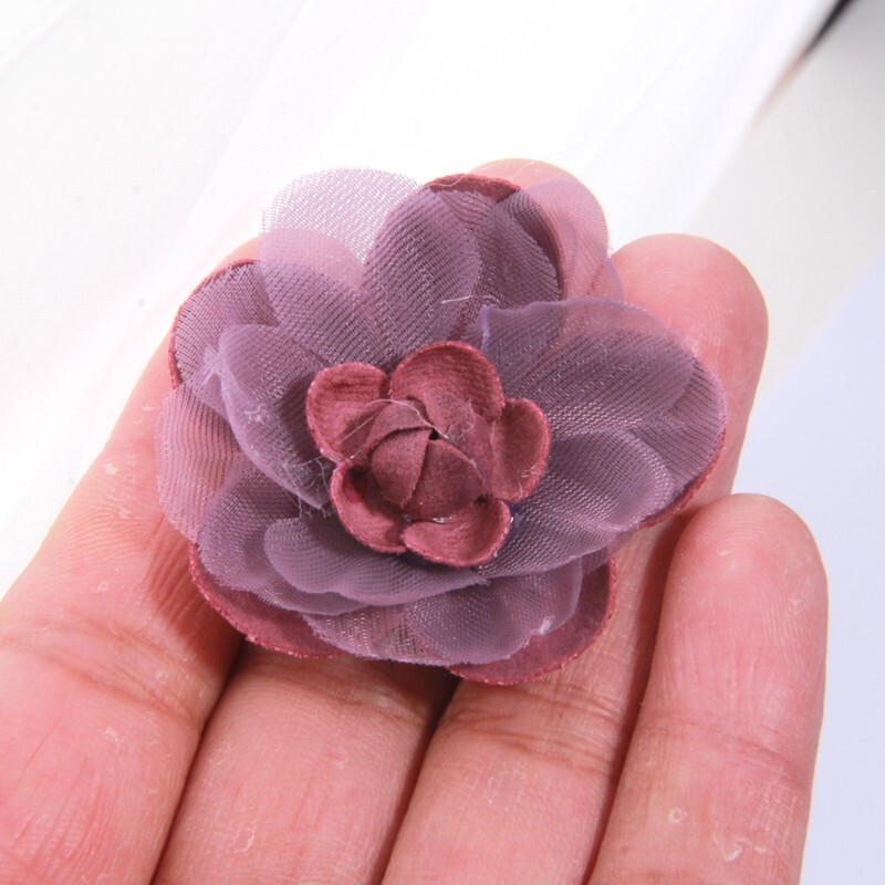 4cm Handmade Chiffon Multilayer Fabric Cored Flowers For DIY Hair Accessories Ha