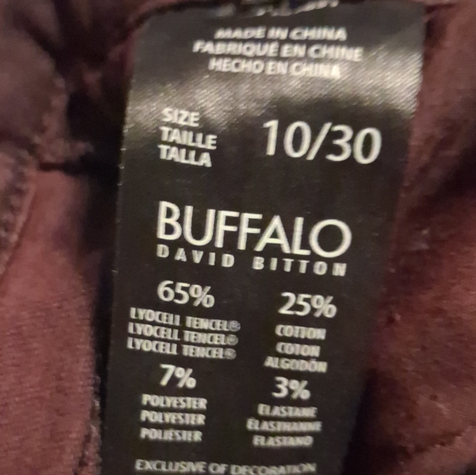 Buffalo David Bitton Women’s Burgundy Dark Wash Mid-Rise Stretch Skinny Jeans