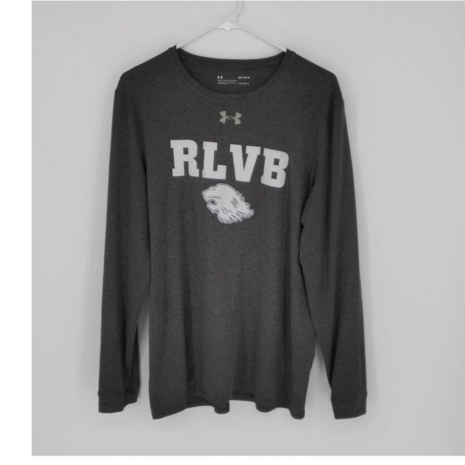 Under Armour HeatGear Men’s M Gray Crew Neck Long Sleeve Loose Logo Tee