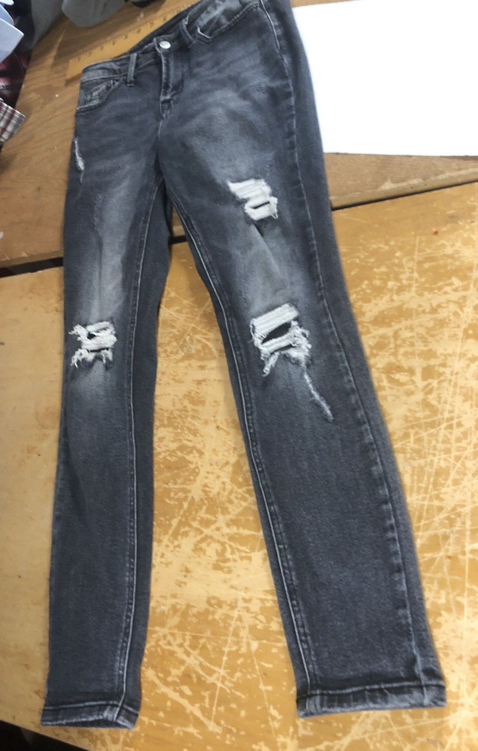 Bridge By Gly Curvy High-rise Skinny Grey Distress Ripped Ankle Jeans Womens 24