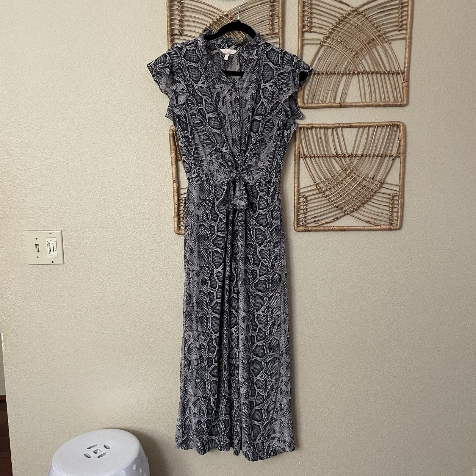 REBECCA TAYLOR Silk Snake Print Jumpsuit Wide Leg Pockets $495 Posh Chic 6 B10