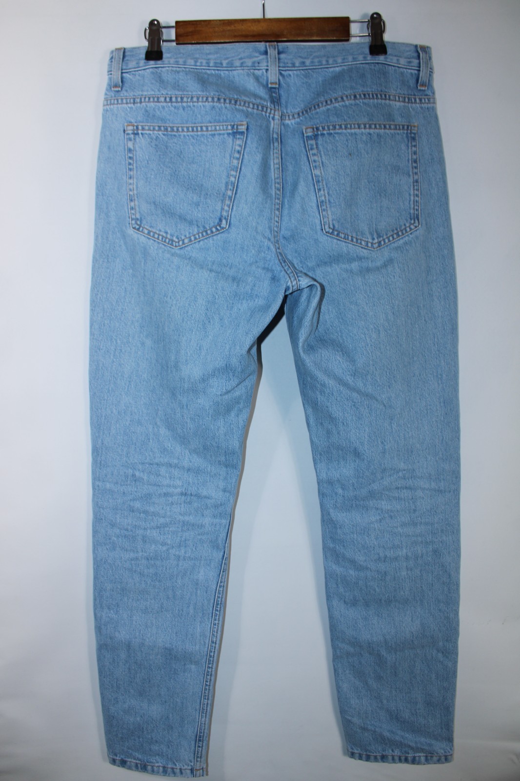 Asket Men’s 31×32 (Fits like 34) Light Blue Straight Leg The Washed Denim Jeans