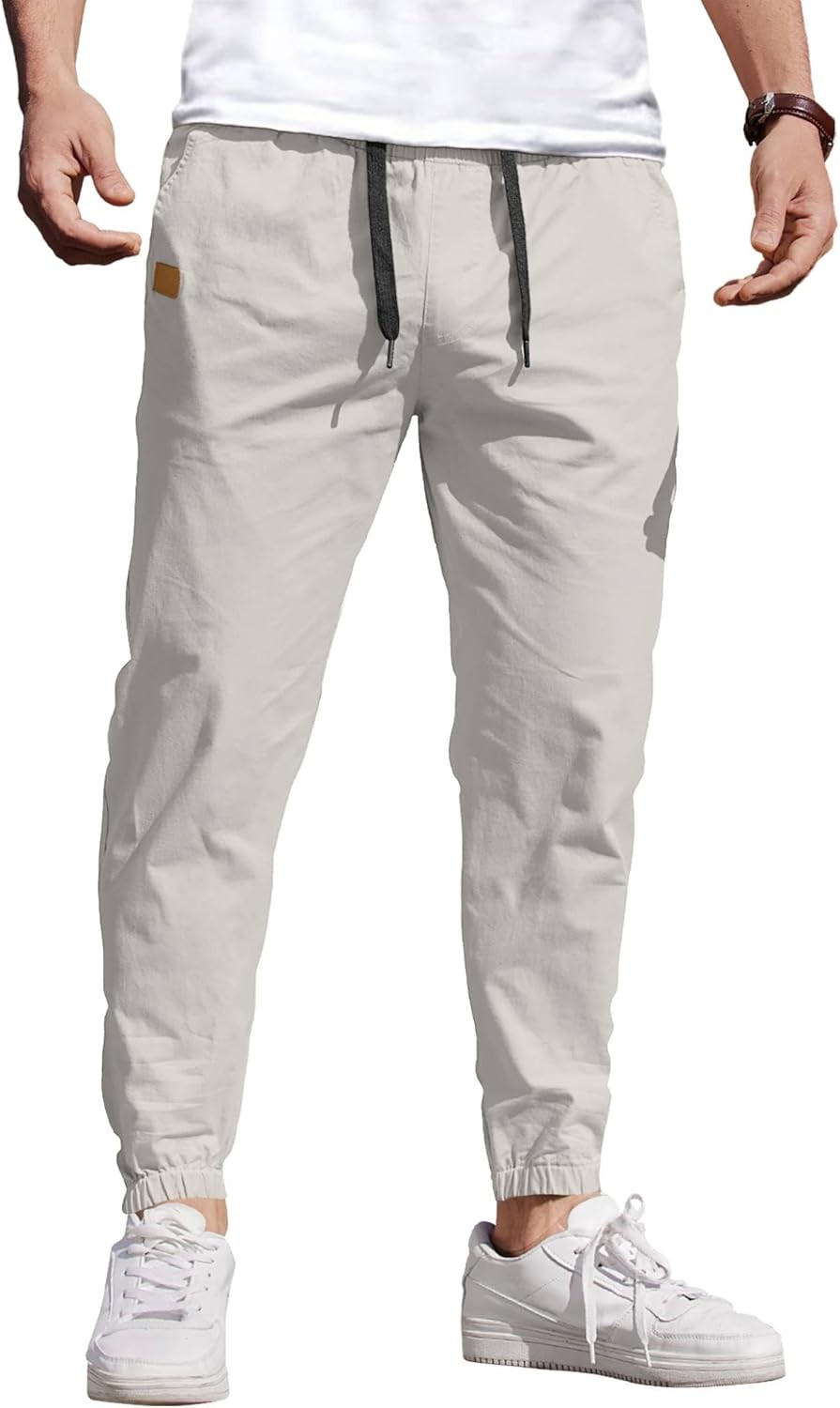 Coofandy Pants Cargo Solid Mens Casual Joggers Elastic Drawstring Chino Hiking