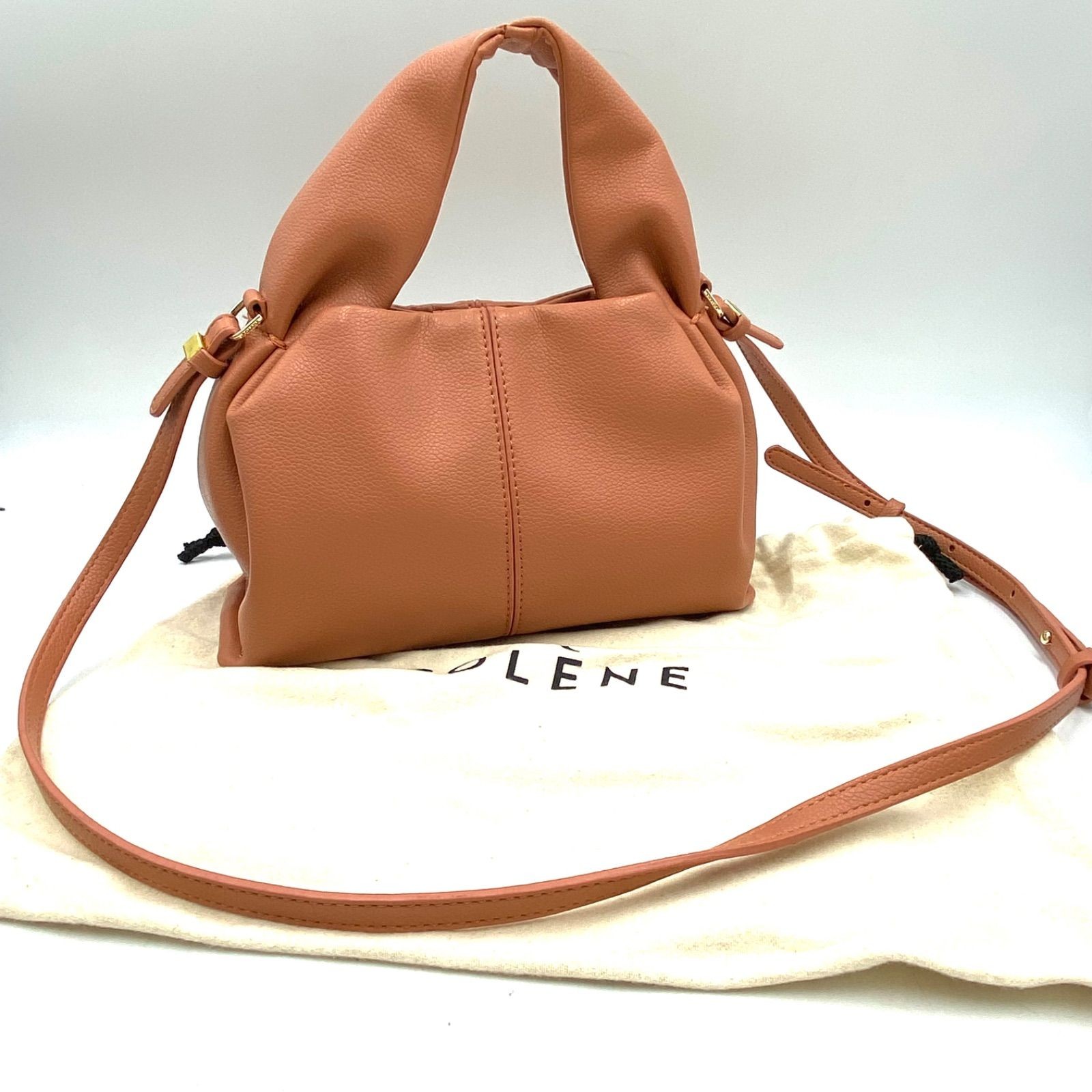 Excellent Condition POLENE Leather Leather Shoulder Bag Crossbody Salmon Pink Sp