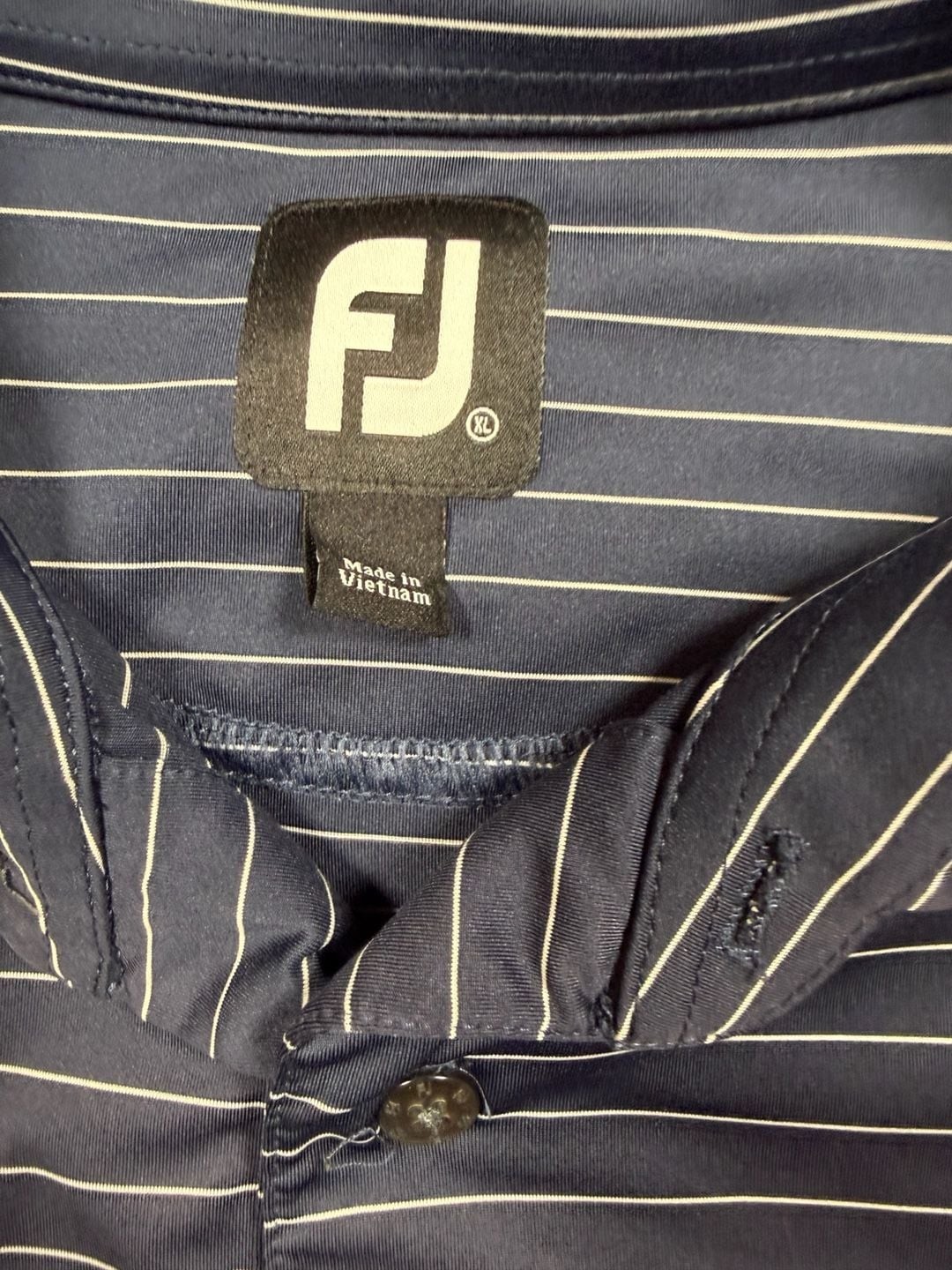 FootJoy Lisle Shirting Stripe Performance Golf Polo XL Navy Blue XL