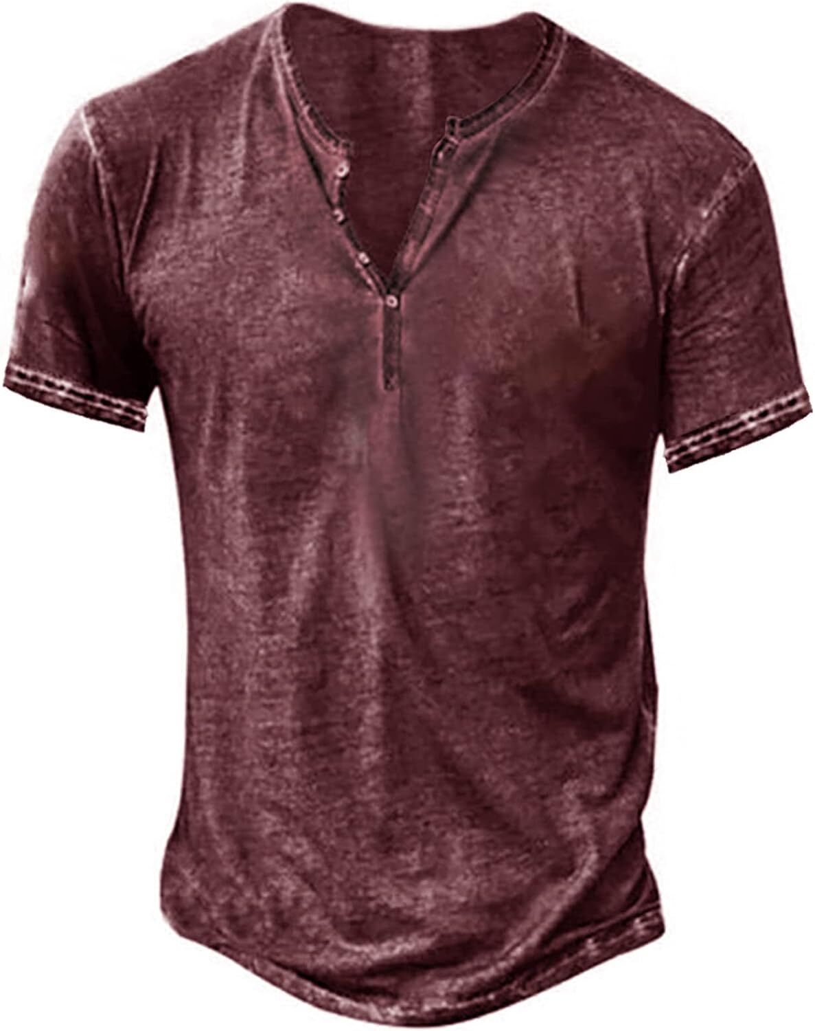 Mens Summer Henley Casual Tee Tops Short Sleeve V Neck Holiday Pullover T Shirt