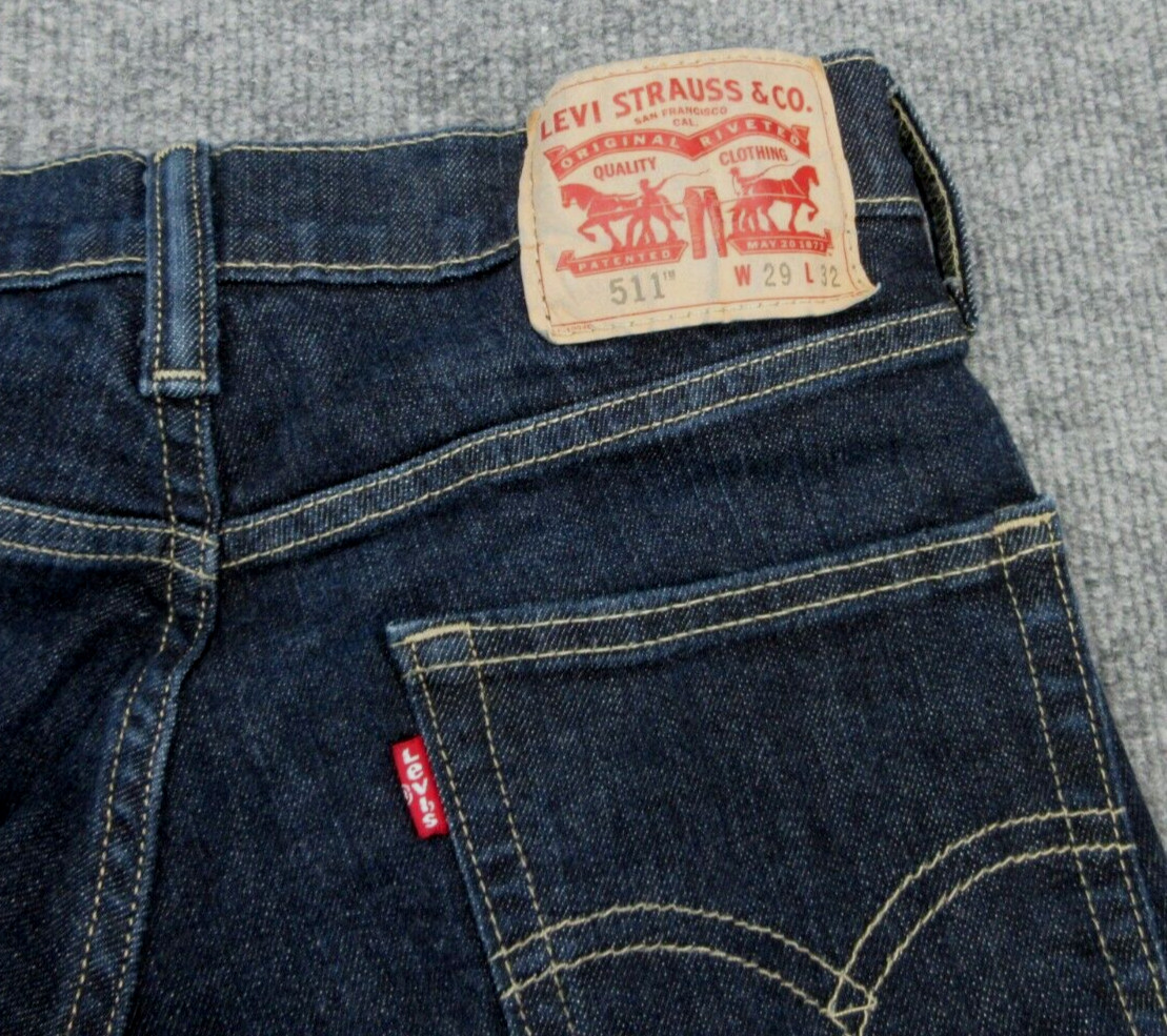 Levis 511 Jeans Mens 29×32 Blue Slim Fit Straight Mid Rise Western (FITS 28×30)