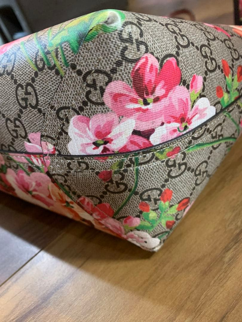 GUCCI GG Blooms Supreme Tote Bag Shoulder Bag Floral PVC Leather Reversible F/S