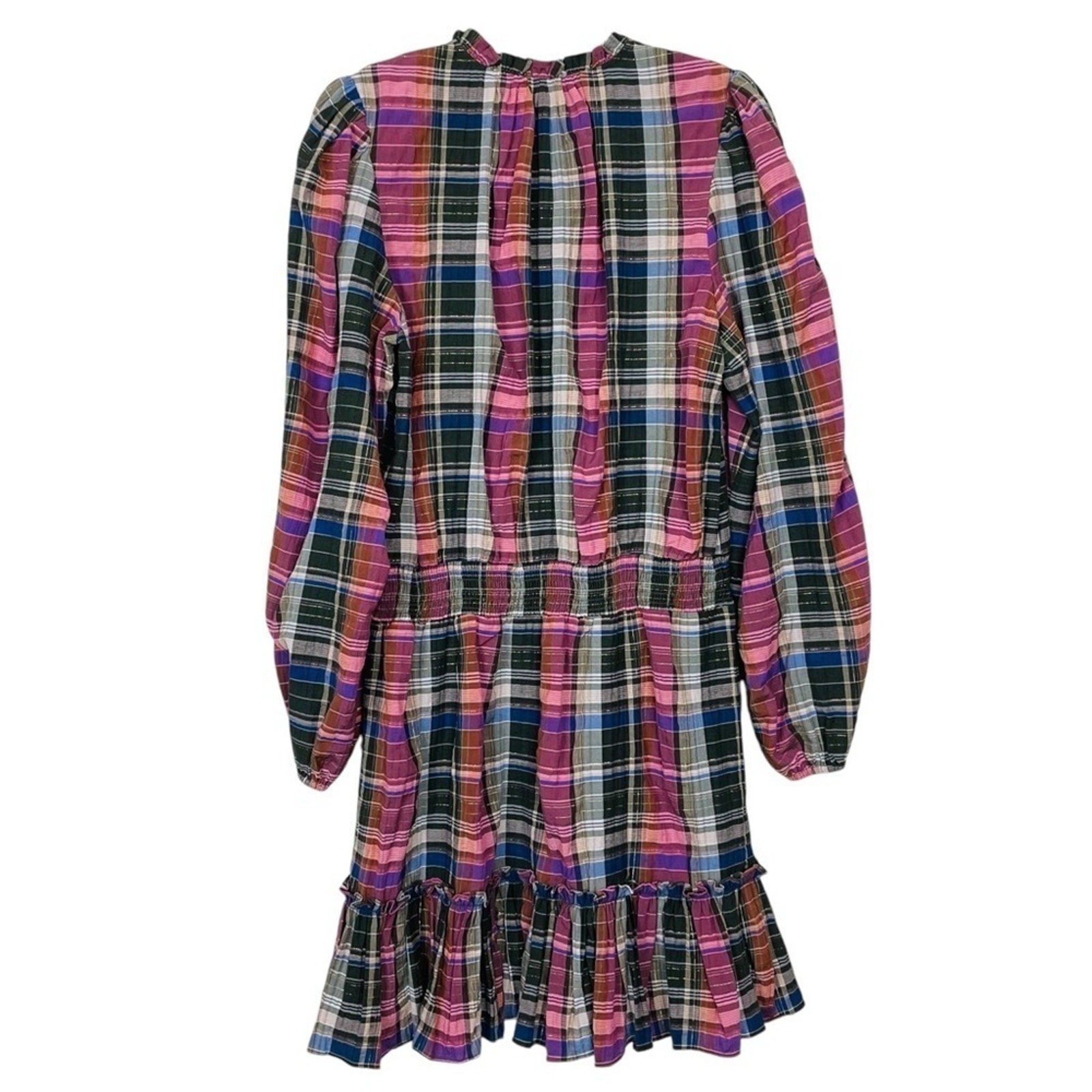 Veronica Beard Jeans Destiny Ruffled Metallic Checked Cotton Blend Mini Dress