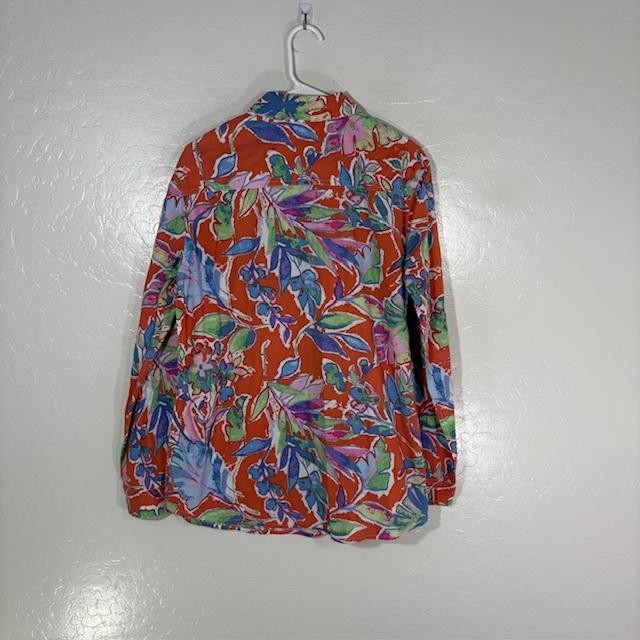 J. McLaughlin Shirt Womens Medium Multicolor Floral Button Front Long Sleeve Top