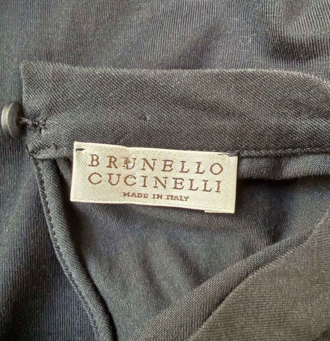 BRUNELLO CUCINELLI Embellished pocket T-shirt Navy Blue Size XS