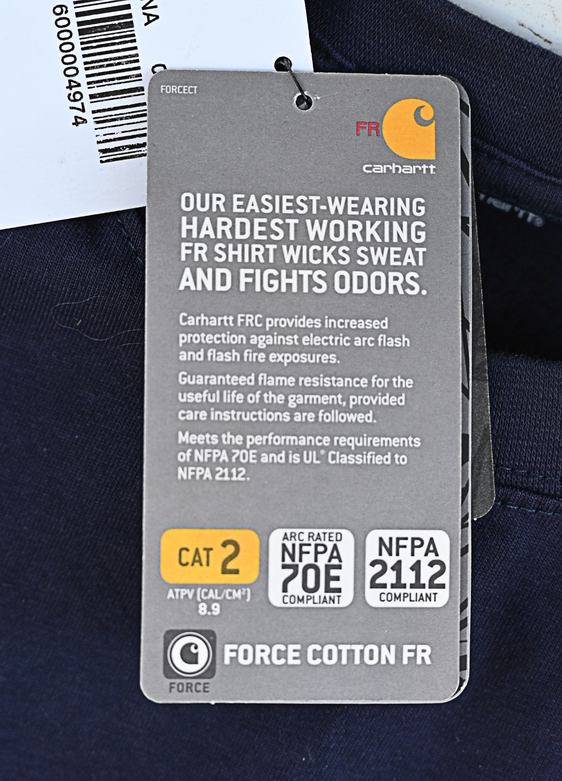 Carhartt Force Cotton FR Long Sleeve Shirt Navy Blue Size Medium 00235-410 NWT