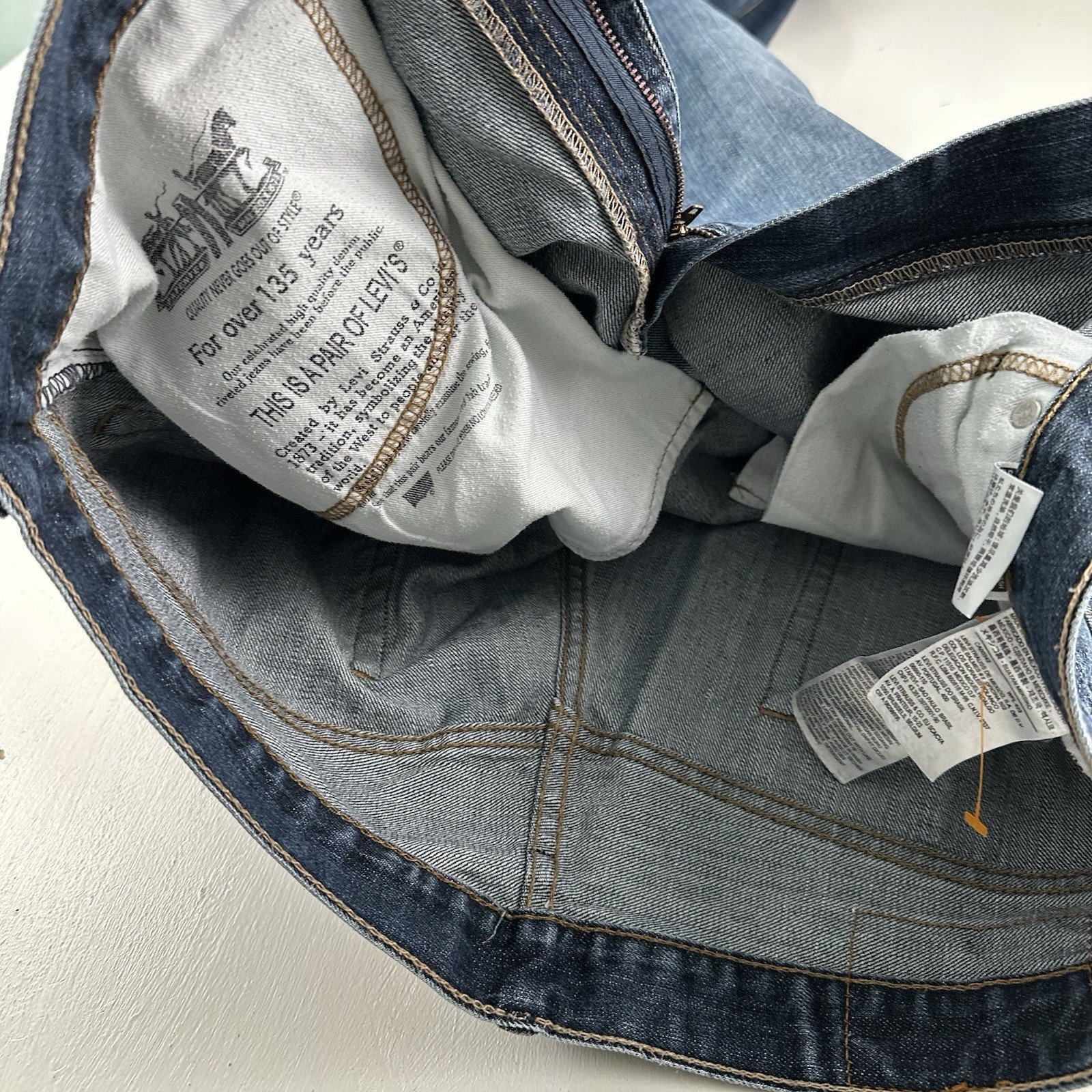 Y2K Levis 550 Relaxed Straight Jeans Fits 36×34 Distressed Blue Dark 100% Cotton