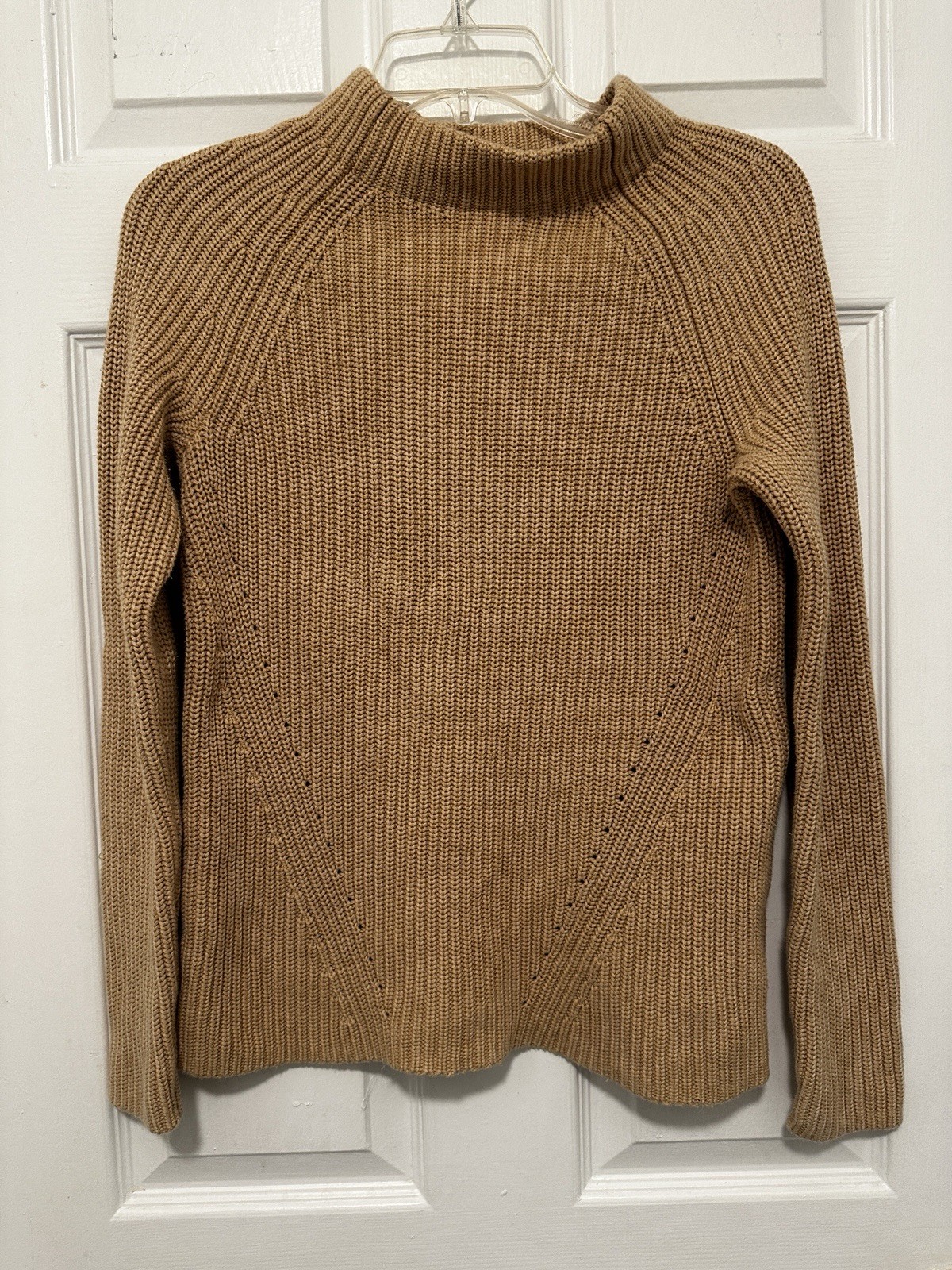 Lands End Knit 100% Cotton Baumwolle European Sweater Crew XS 2-4 Tan Caramel