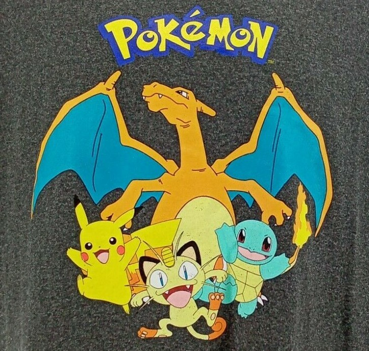 Mens Pokemon T-Shirt 2XL Officially Licensed Pikachu Charizard Meowth Squirtle