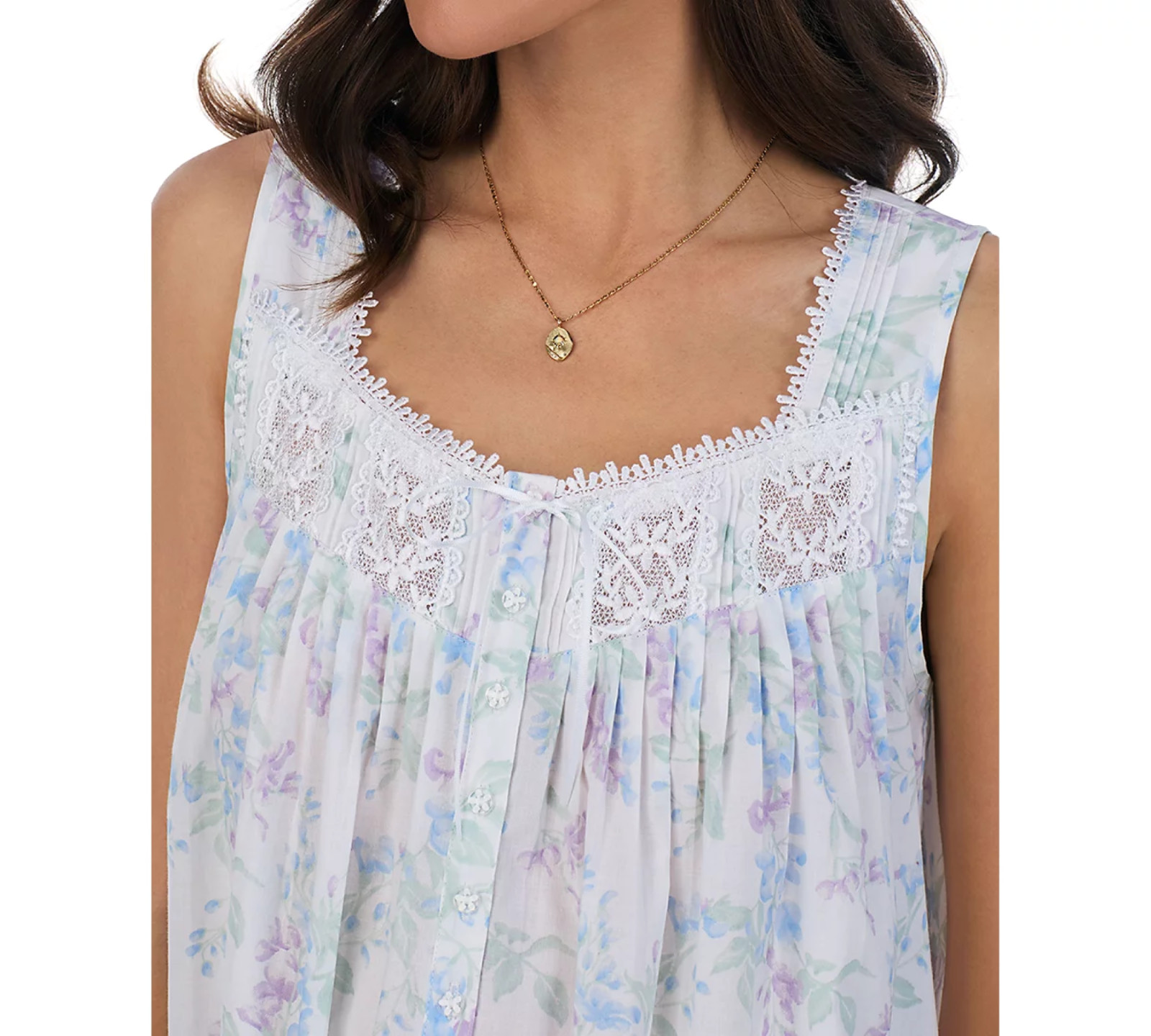 Nwt $72 Eileen West DELICATE GARDEN Woven 100% COTTON LAWN Ballet Nightgown Sz M