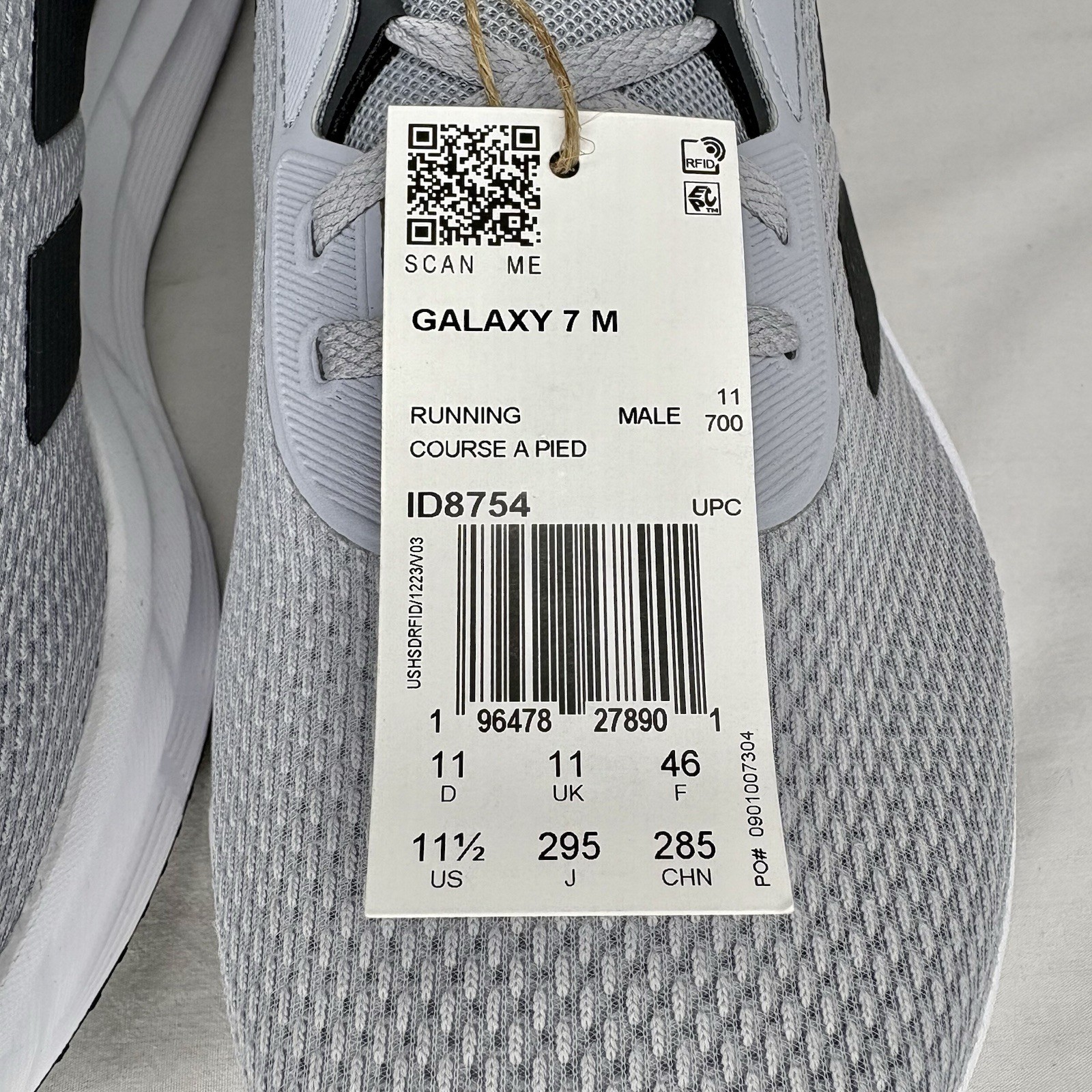 Adidas Men’s Shoes 11.5 Galaxy 7 M ID8754 Halo Silver Carbon Core Black Running