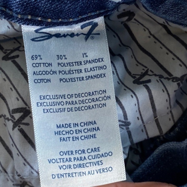 Seven7 Slim Straight Jeans Womens 8 Blue Excellent Distressed High Rise Raw Hem