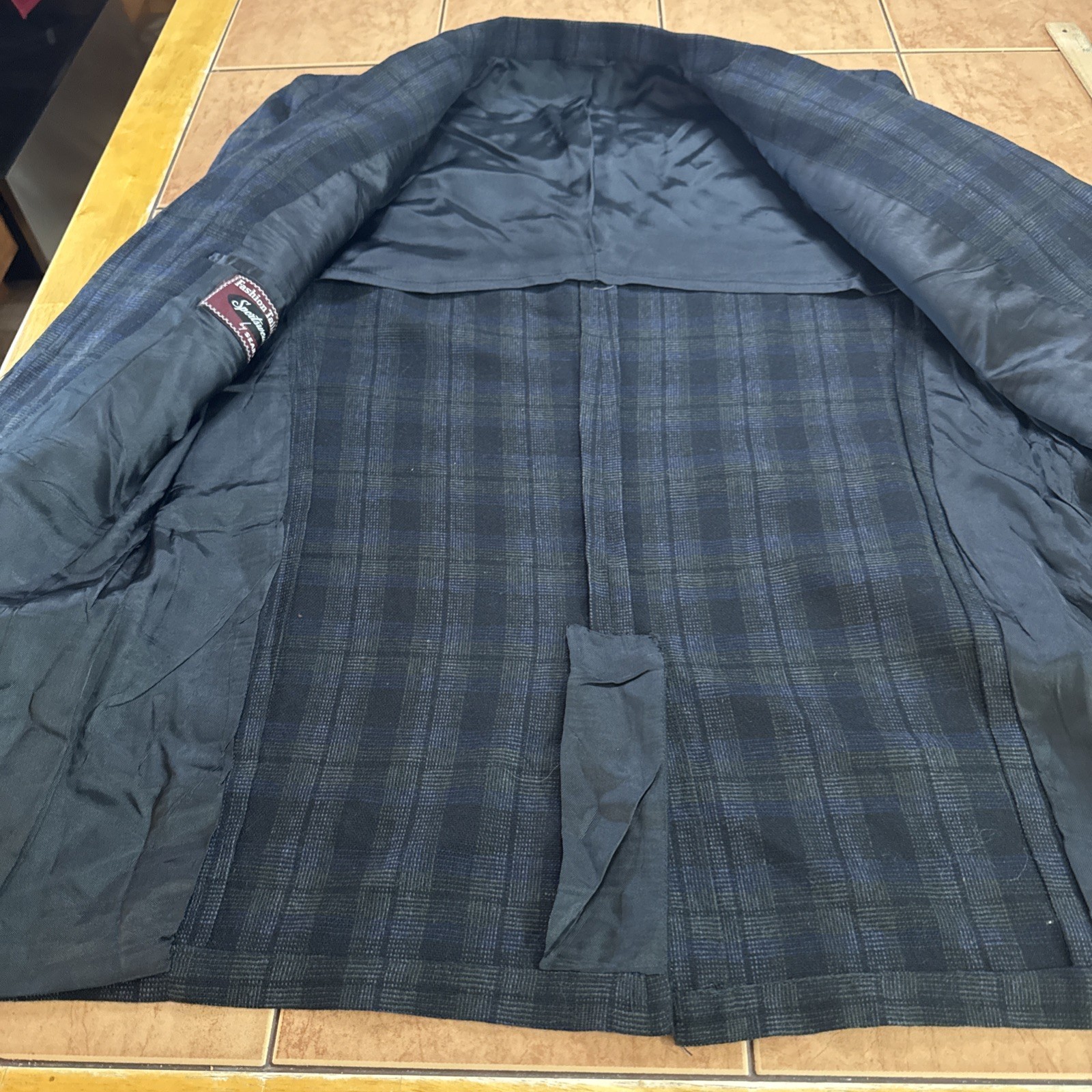 Sears Sportswear Vintage Gray Plaid Blazer Jacket Sport Coat USA Union Made 40R