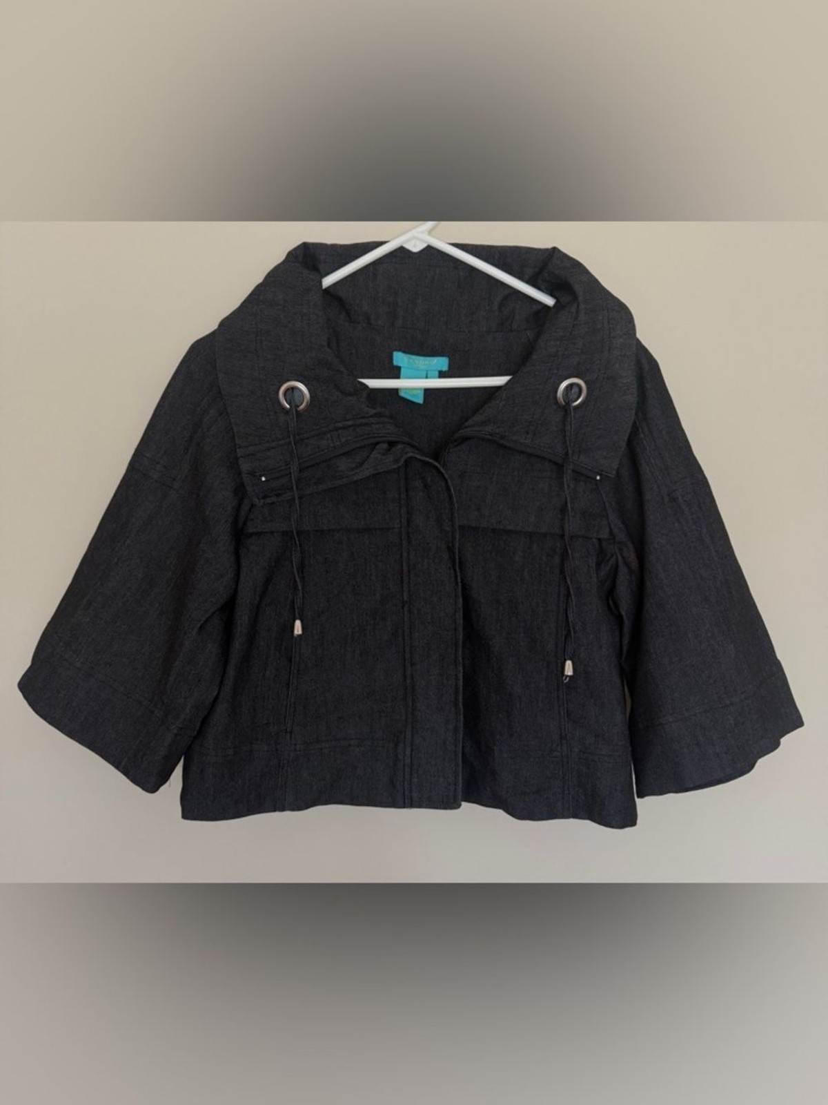 Sandro Sportswear Black Short Utility Jean Jacket with Drawstring