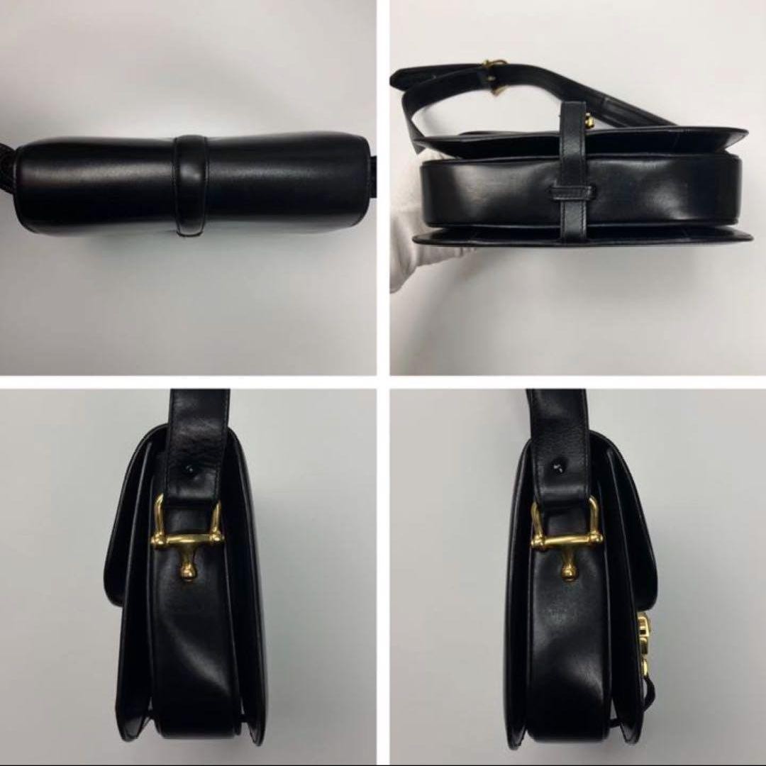 Vintage Celine Shoulder Bag with Horse-Drawn Carriage Hardware Leather Used JP