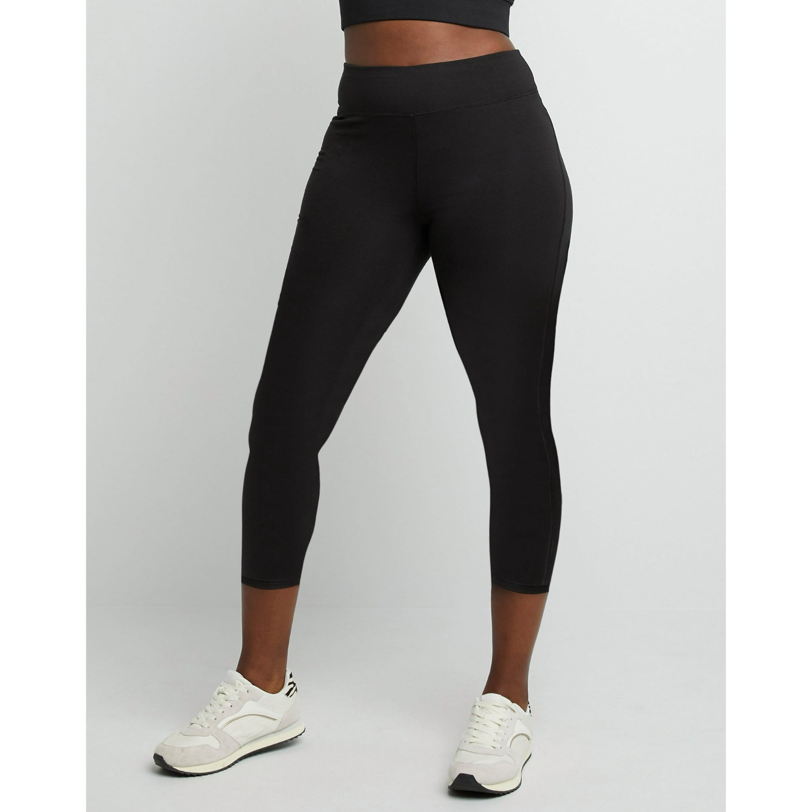 Brand New Women’s Hanes Stretch Jersey Capri Black Sports Leggings Medium