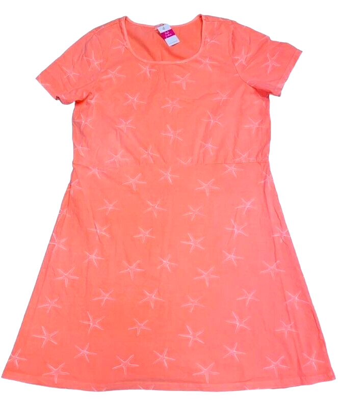 FRESH PRODUCE 1X Sunset Coral STARFISH $70 SADIE Jersey Cotton Dress NWT New 1X