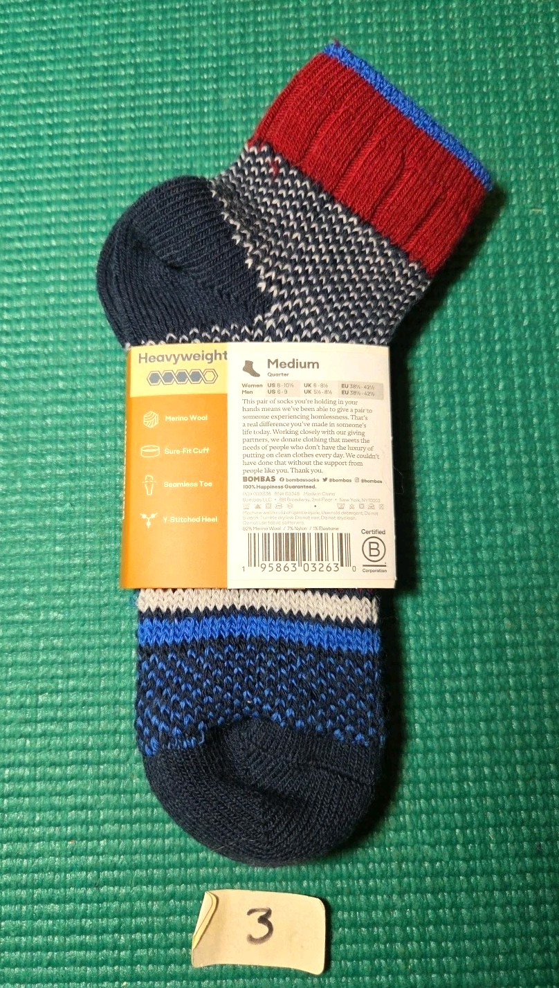 YOUR CHOICE Adults Sz Medium Black, Gray Midweight Calf/Crew Sock OR Merino Wool