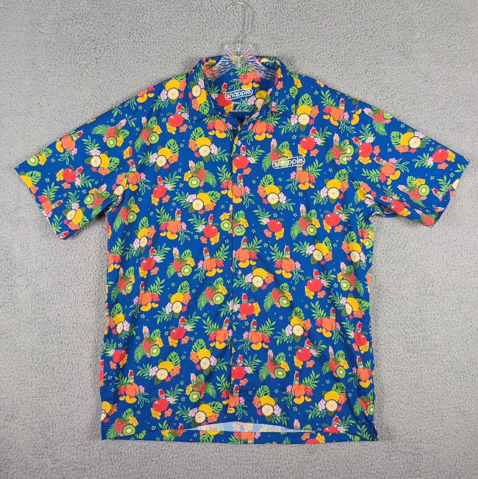 SNAPPLE Hawaiian Shirt Men’s XL Multicolored Tropical Fruit AOP Casual Fun Party