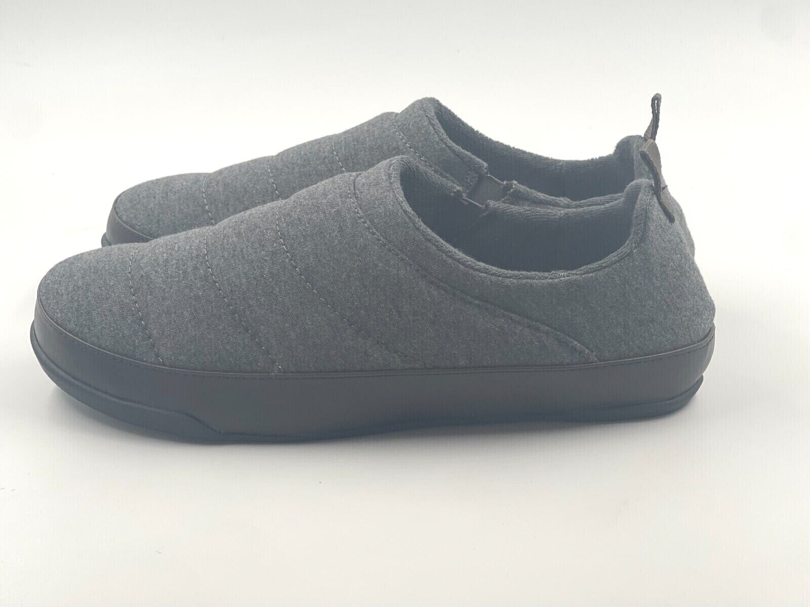 SUN + STONE Derek Quilted Slipper Men Grey Round-Toe Slip-on W/Heel Pull Tab