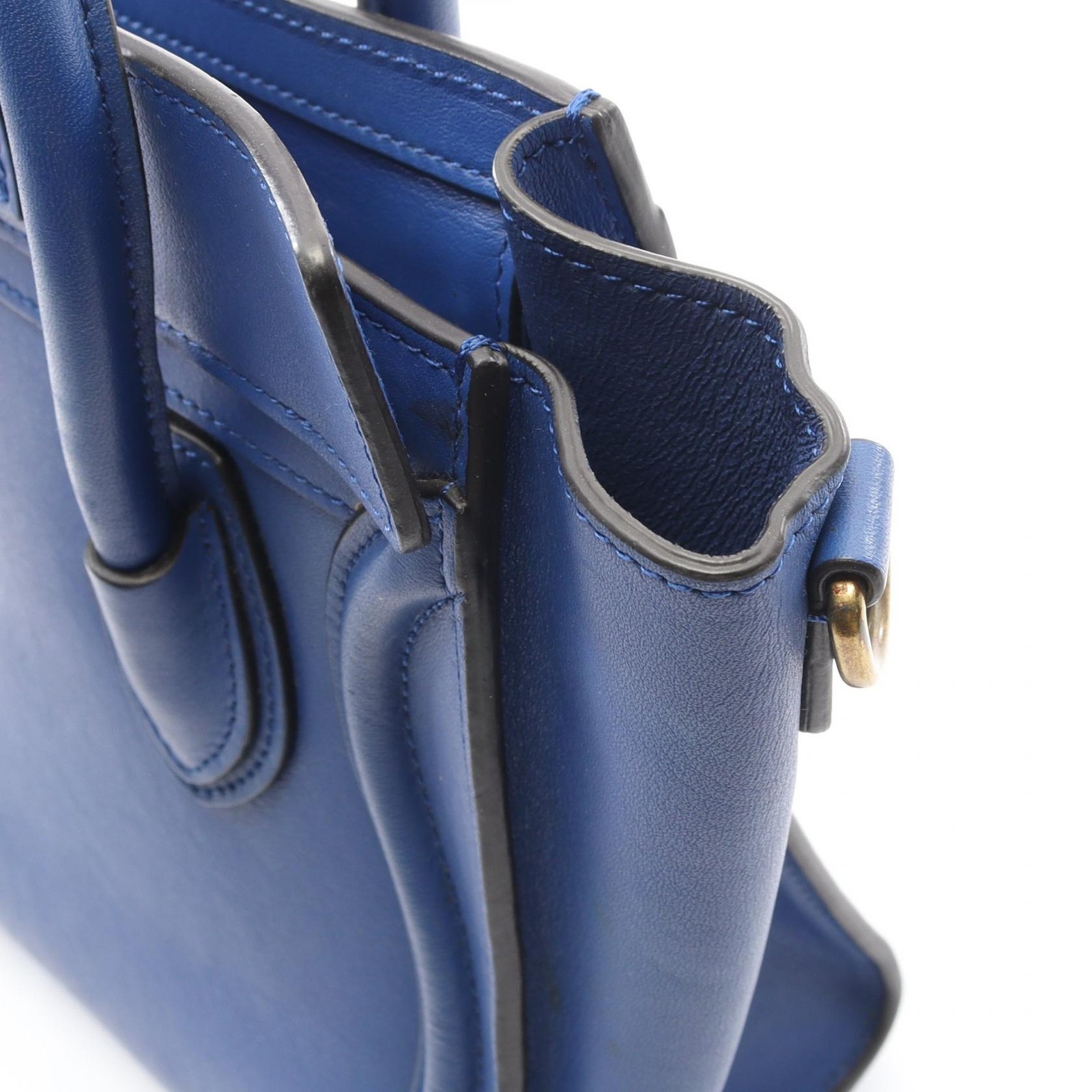 CELINE Luggage Nano Shopper Shoulder Crossbody Handbag 168243 leather Blue Used