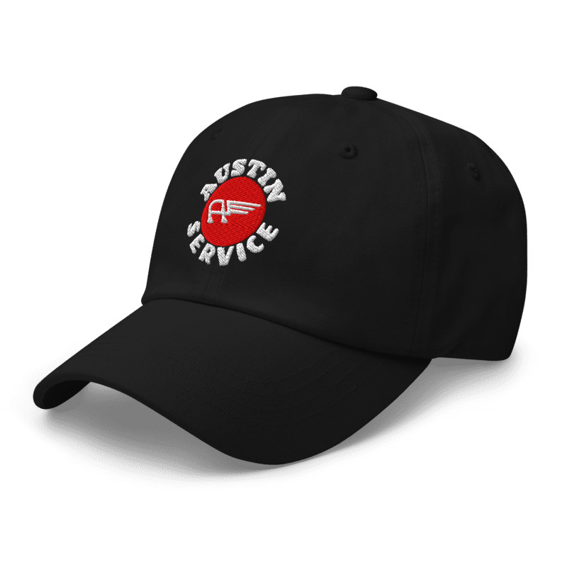 Austin Service Inspired Logo Embroidered Adjustable Black Classic Dad Hat