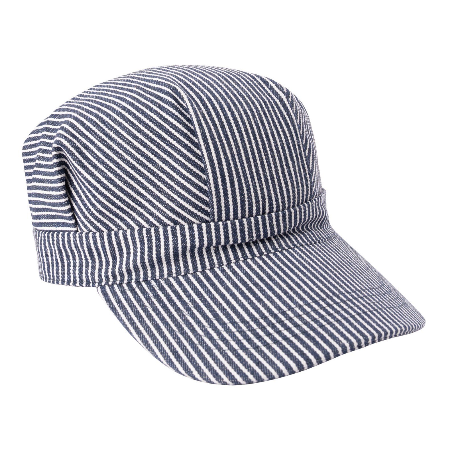 Hickory Blue & White Stripe 100% Cotton Train Conductor Engineer Cap Hat
