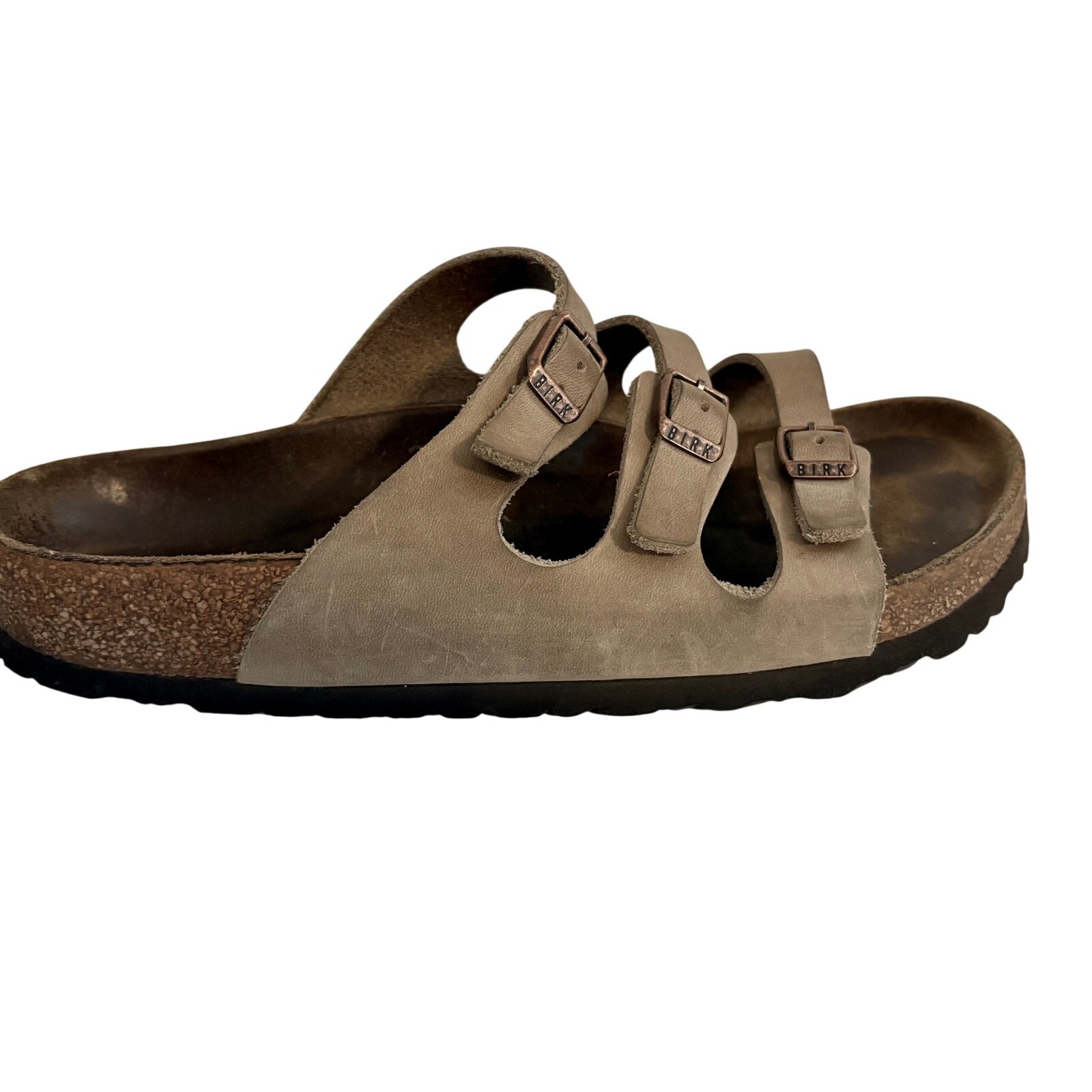 Birkenstock Florida Light Brown Suede Triple Strap Sandals Slides Preppy 39