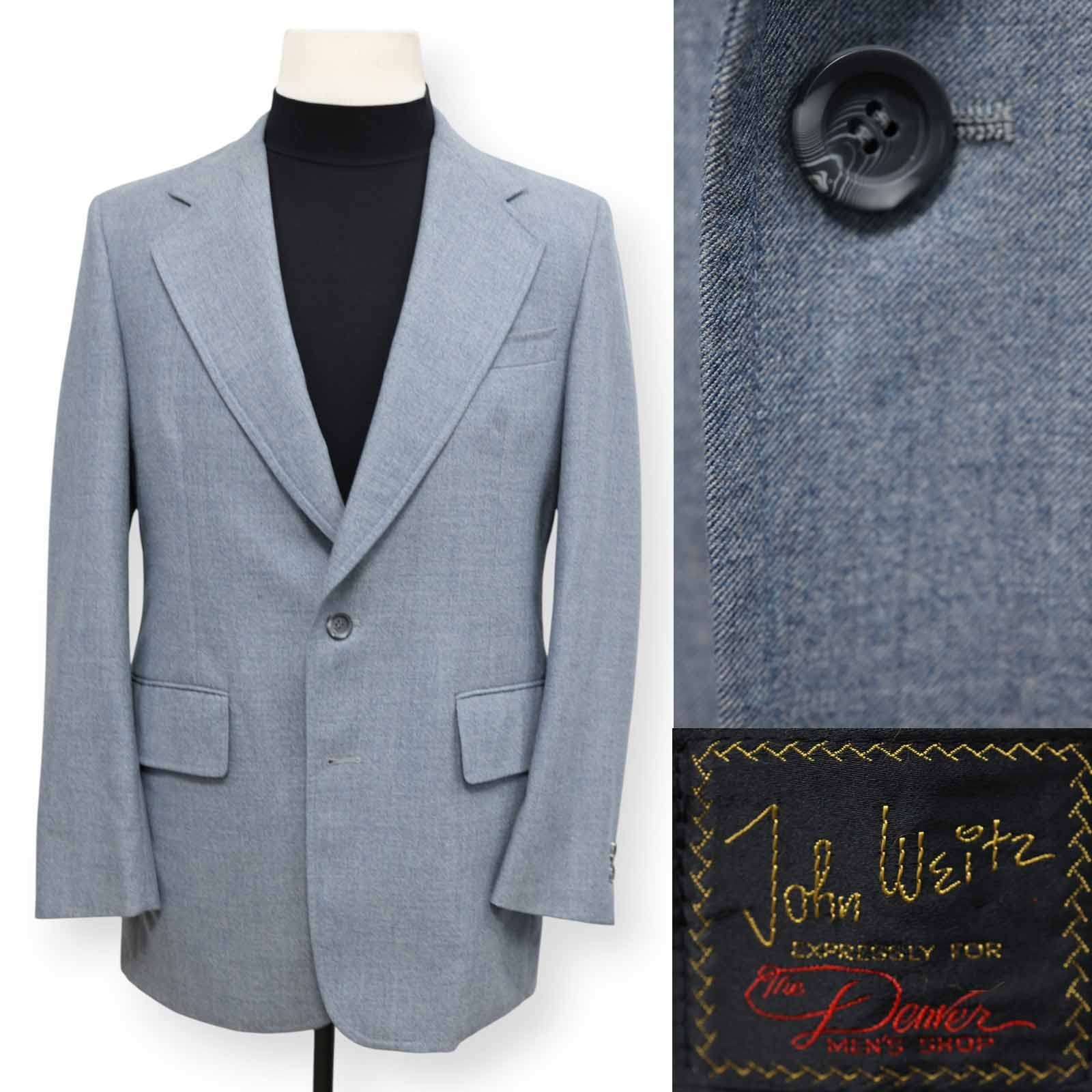 JOHN WEITZ VINTAGE mens solid light blue sport coat suit jacket blazer 40 R