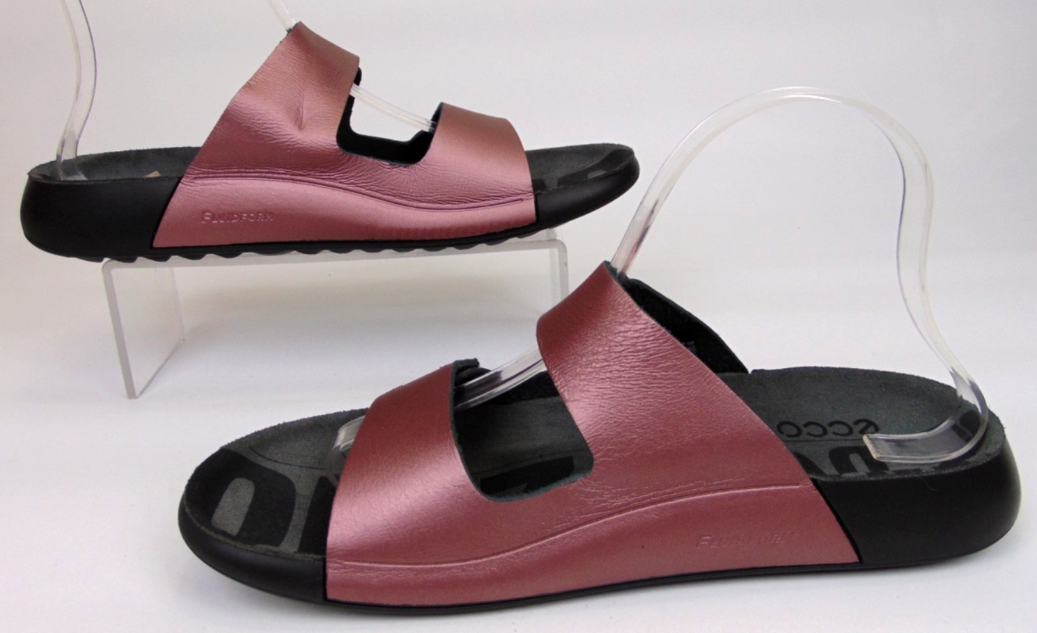 ECCO 2nd Cozmo Women’s Two Strap Fluidform Leather Sandals Woodrose Size 9 – 9.5