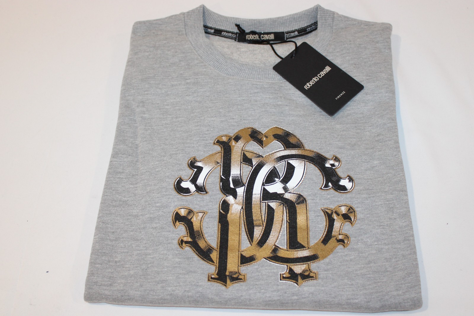 Roberto Cavalli Cotton Crew Neck Pullover Sweatshirt Made in Italy Size S,M,L,XL