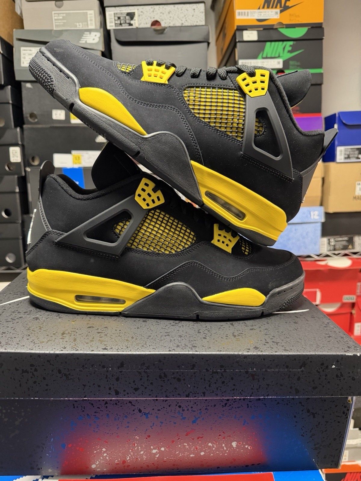 Nike Air Jordan 4 RETRO DH6927 017 BLACK YELLOW WHITE MENS Size 13 BRAND NEW