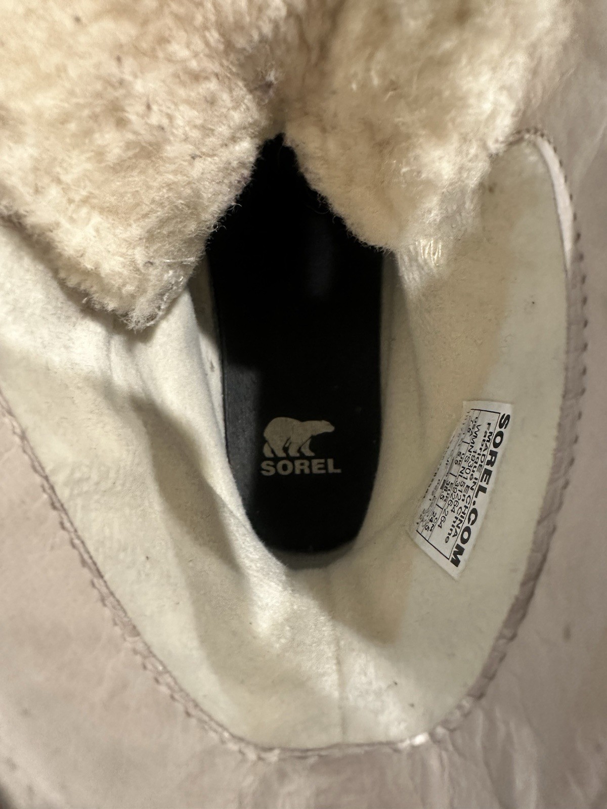 Sorel Women’s Winter Boots Size 7.5 Taupe Faux Shearling Waterproof Lace Up
