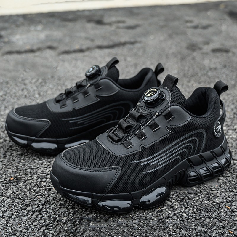Mens Rotary Button Work Boots Steel Toe Safety Shoes Indestructible Shoes NoSlip