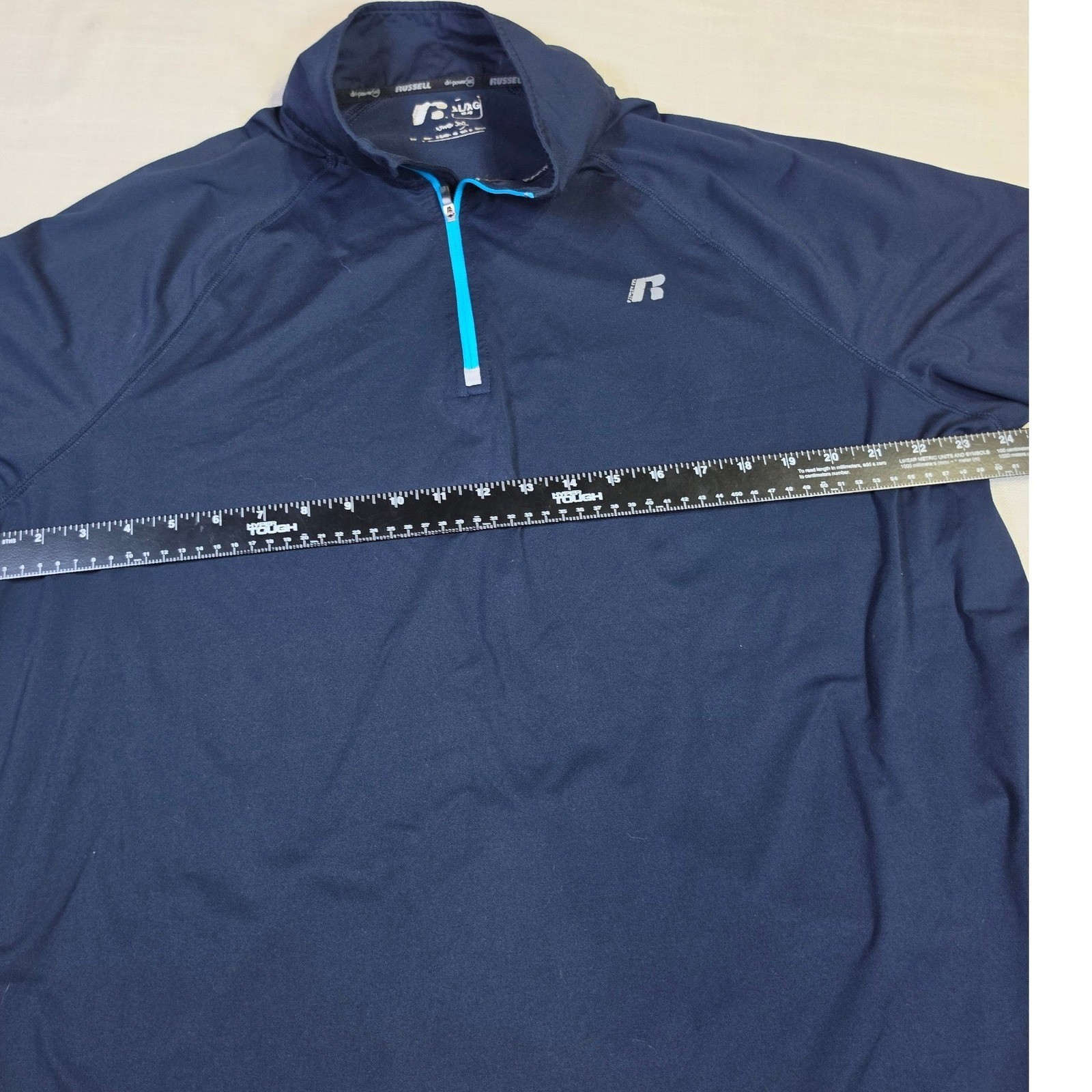 Russell Athletic Dri-Power 360 Mens XL Navy Blue Quarter Zip Pullover Workout