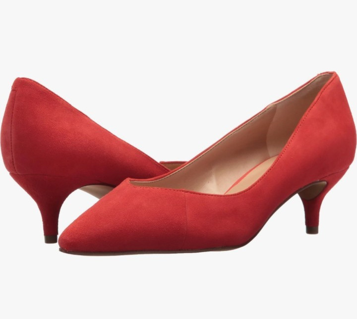 Women’s Red Suede Franco Sarto L-Donnie Kitten Heel Pumps Size 6.5 Gently Worn