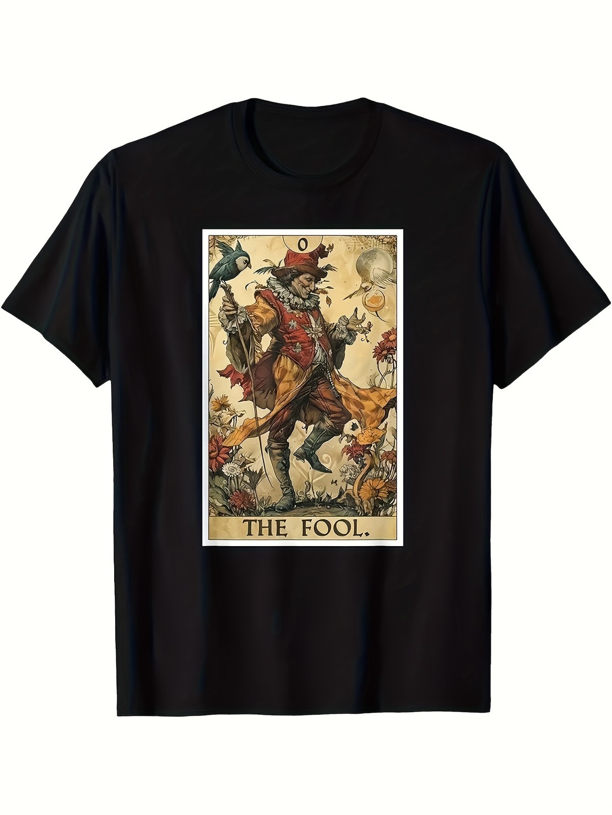 Tarot The Fool Graphic T-Shirt Vintage Mystic Card Print Casual Tee