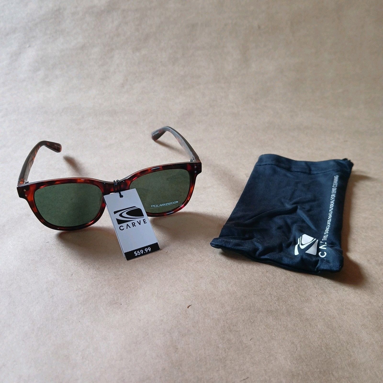 Carve Homeland Sunglasses – Gloss Tortoiseshell / Green Injected Polarized – New