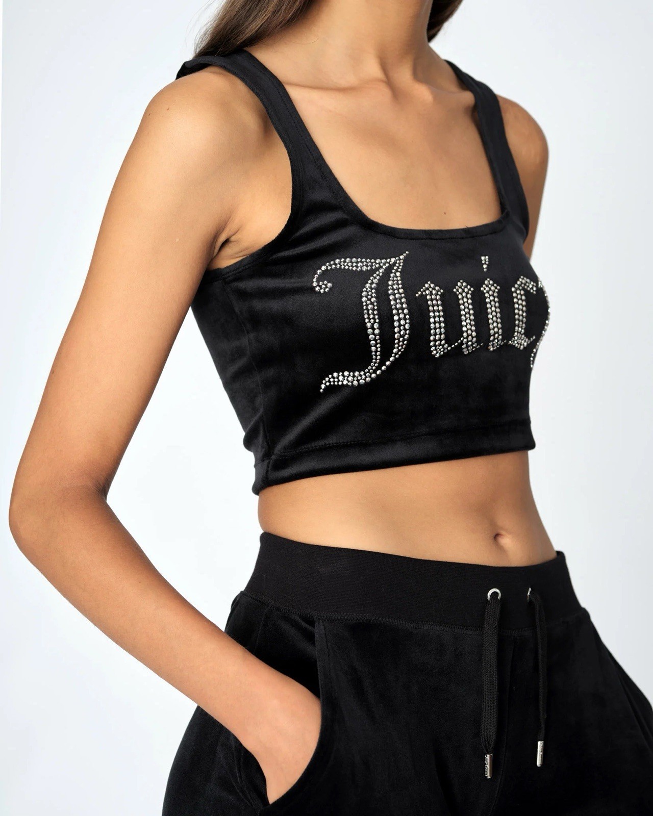 Juicy Couture Black Velour Top Size XS