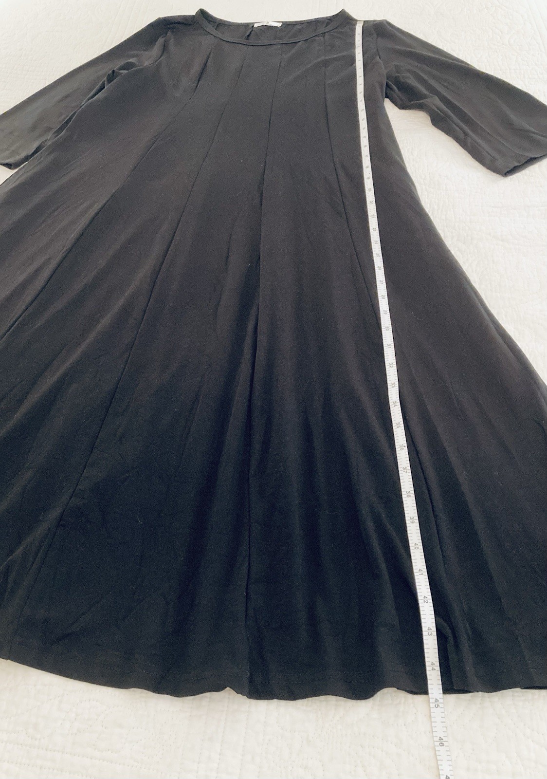 XXL long black dress, pockets, 95% Rayon, 5% Spandex, 3/4 sleeves