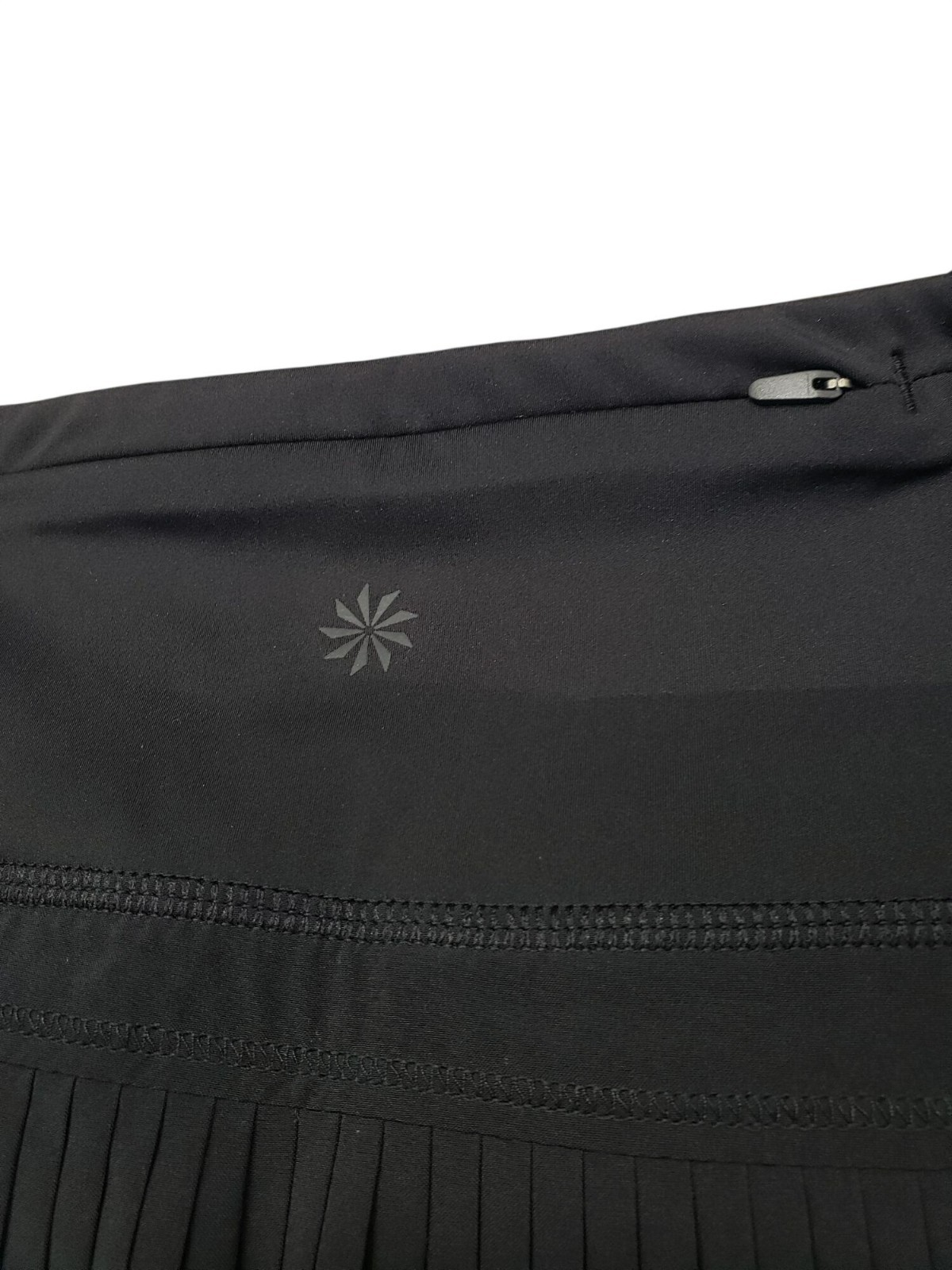 Athleta Black Pleated Skort Wide Waist Band Cell Phone Pocket Large Tall LT
