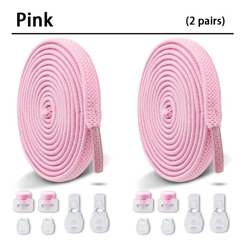 1Pair/2Pair NEW Elastic Shoe Laces Flat Shoelaces Without Ties Kids Round Snap L